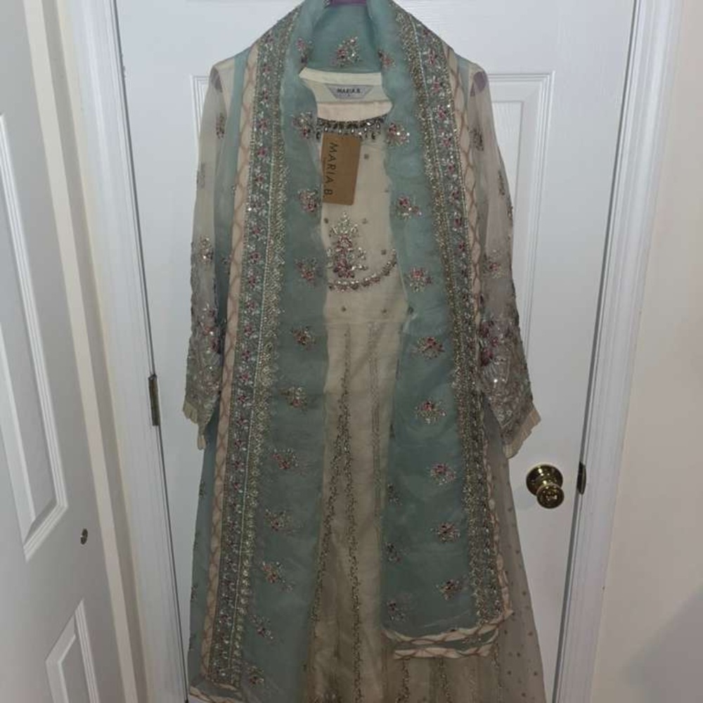 Maria B Elegant Embroidered Dress with Scarf